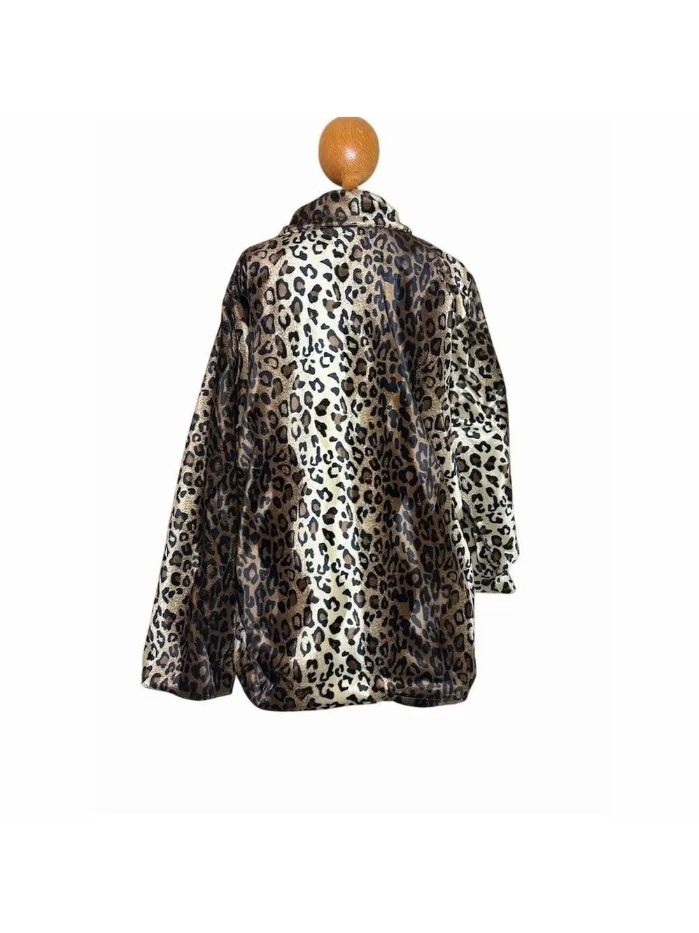 Salon Studio Reversible Leopard Print & Black Button Front Coat Womens L - Picture 3 of 5